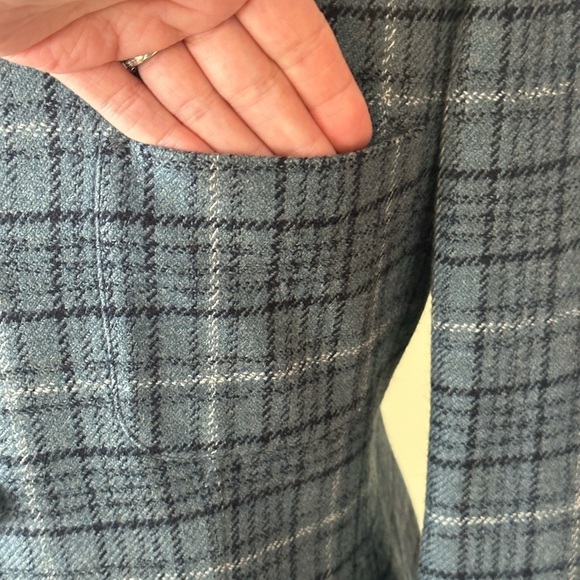 Jones New York | Vintage Gray Blue Plaid 100% Worsted Wool Skirt Suit Set - Picture 4 of 12